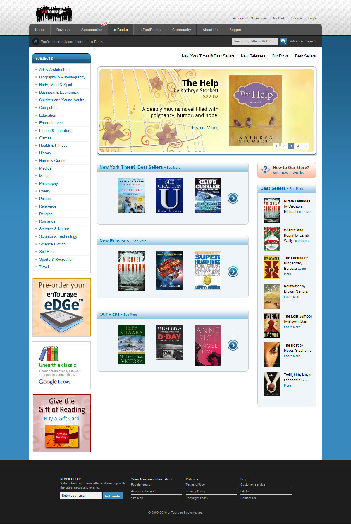 enTourage eDGe Store e-Books Page